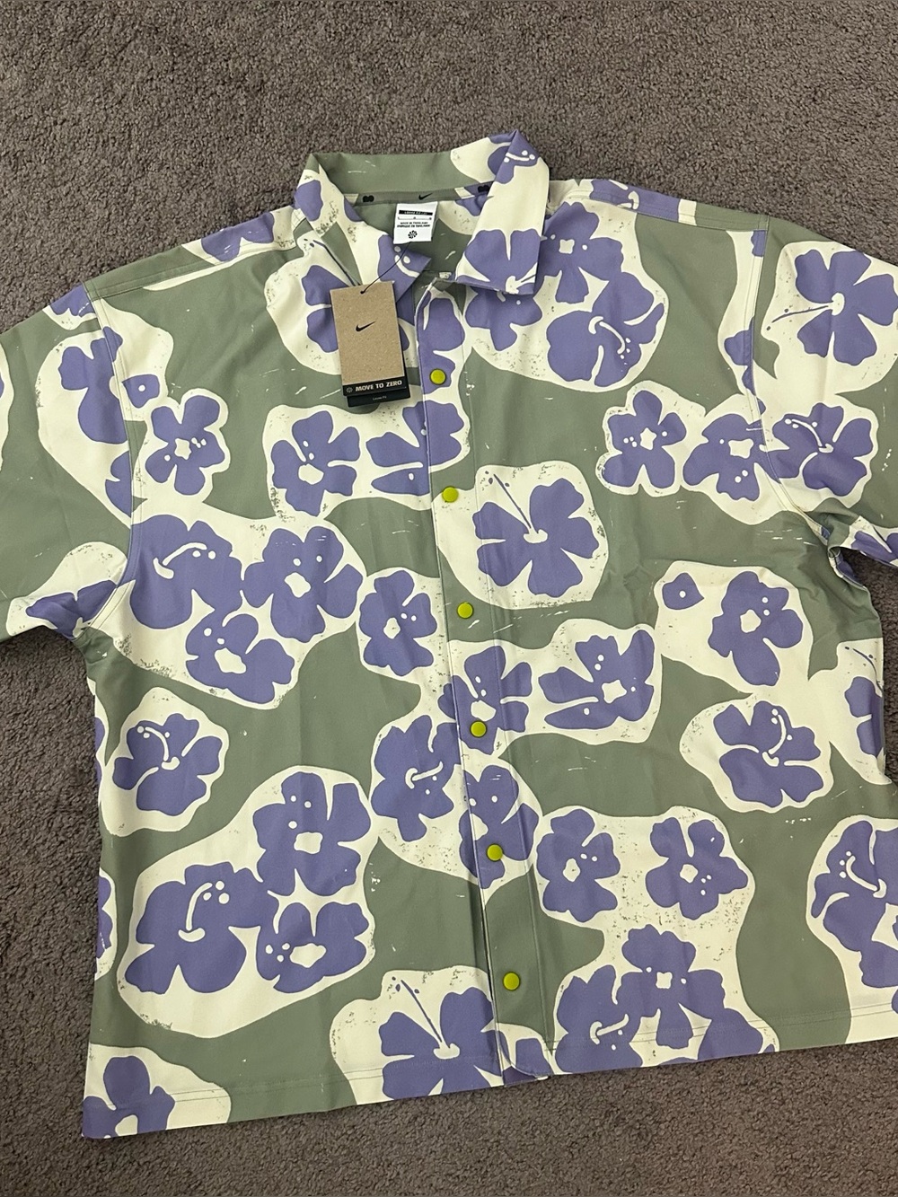Nike Naomi Osaka Short Sleeve Button Up Floral size Large DX1846-386